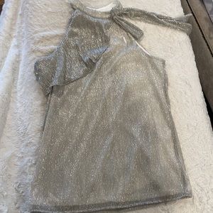 White House Black Market Silver sleeveless Top